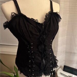 Tripp NYC Black Lace-Up Blouse